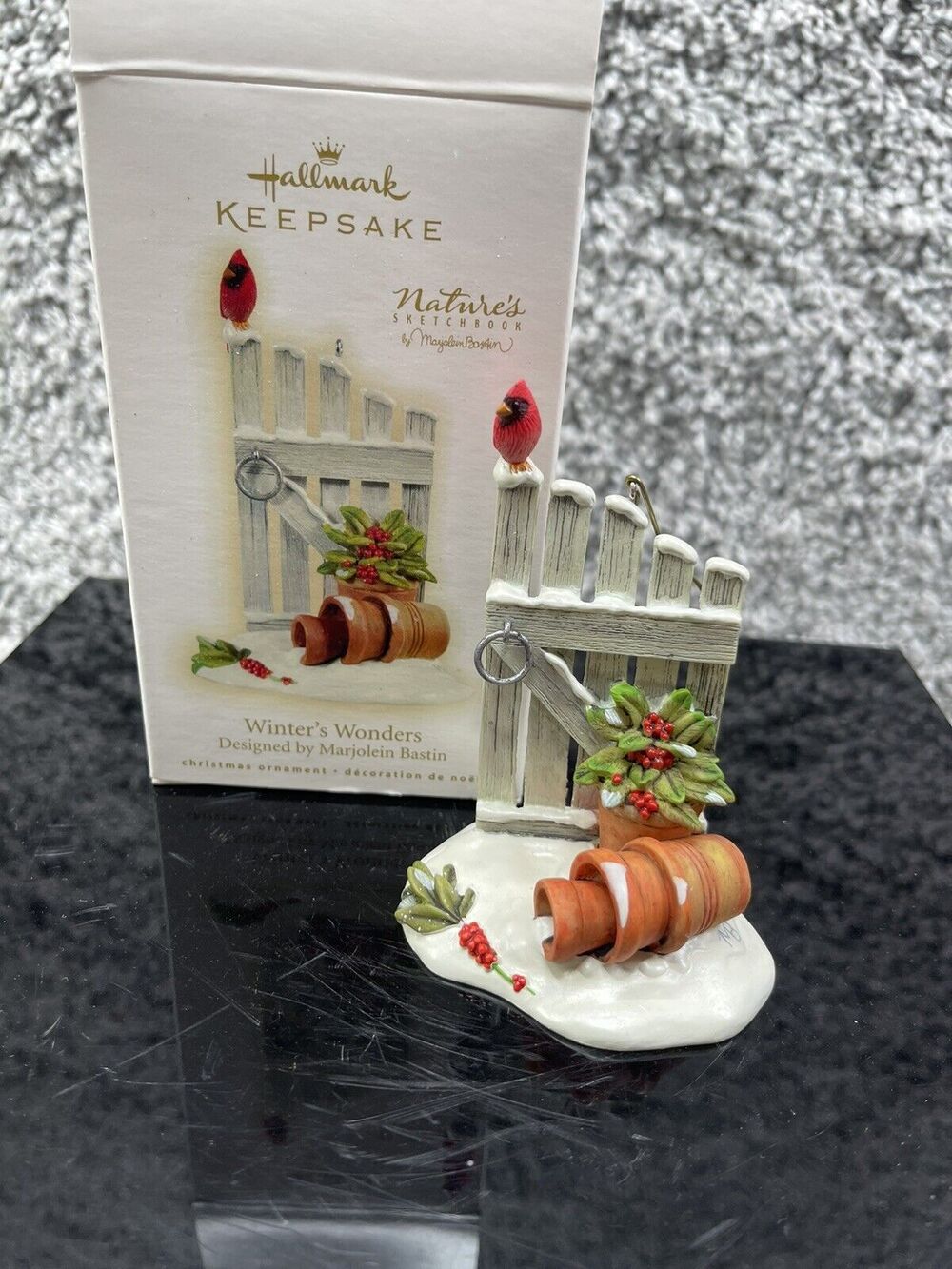 Hallmark Keepsake Winters Wonders Marjolein Bastin Cardinal Flower Pots 2009